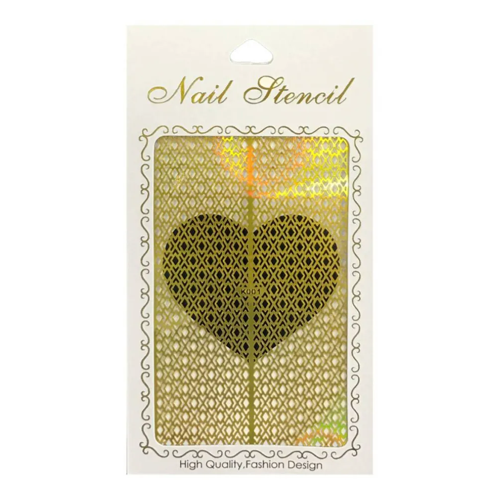 Wrapables Gold Nail Art Guide Large Nail Stencil Sheet - Argyle