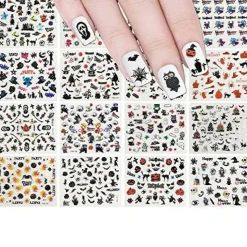 Wrapables Halloween Nail Stickers Nail Art Set Ghost Stickers Bat Nail Art (24 Sheets)