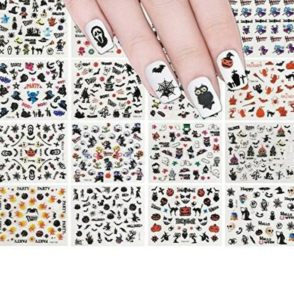 Wrapables Halloween Nail Stickers Nail Art Set Ghost Stickers Bat Nail Art (24 Sheets)