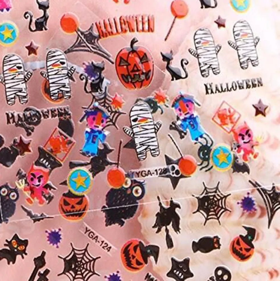 Wrapables Halloween Nail Stickers Nail Art Set Ghost Stickers Bat Nail Art (24 Sheets)
