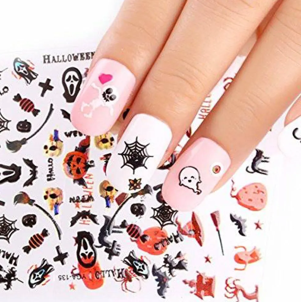 Wrapables Halloween Nail Stickers Nail Art Set Ghost Stickers Bat Nail Art (24 Sheets)