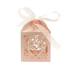Wrapables Hearts and Flowers Wedding Party Favor Boxes Gift Boxes with Ribbon (Set of 50)