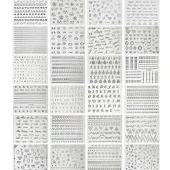 Wrapables Holographic Nail Stickers Metallic Letters, Numbers & Patterns Nail Stickers Nail Art (24 sheets)