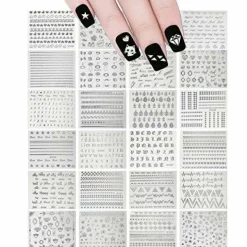 Wrapables Holographic Nail Stickers Metallic Letters, Numbers & Patterns Nail Stickers Nail Art (24 sheets)