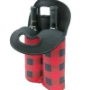 Wrapables Insulated Neoprene Wine Tote, Two Bottle / Red Checkers