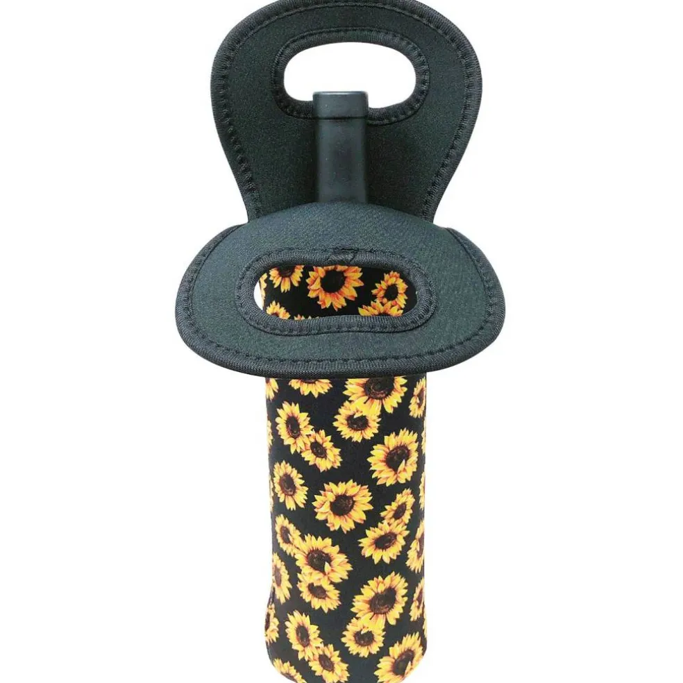 Wrapables Insulated Neoprene Wine Tote, One Bottle / Sunflowers