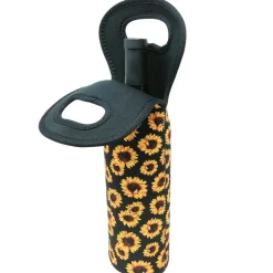 Wrapables Insulated Neoprene Wine Tote, One Bottle / Sunflowers