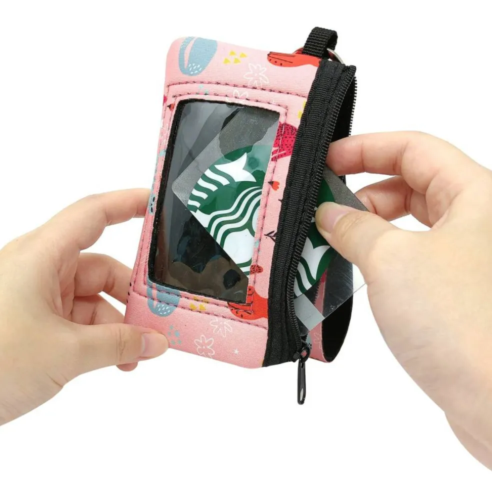 Wrapables Neoprene Mini Wristlet Wallet / Credit Card ID Holder with Lanyard