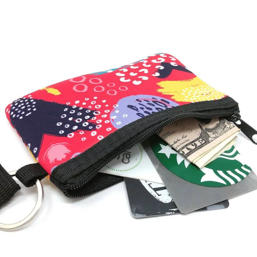 Wrapables Neoprene Mini Wristlet Wallet / Credit Card ID Holder with Lanyard