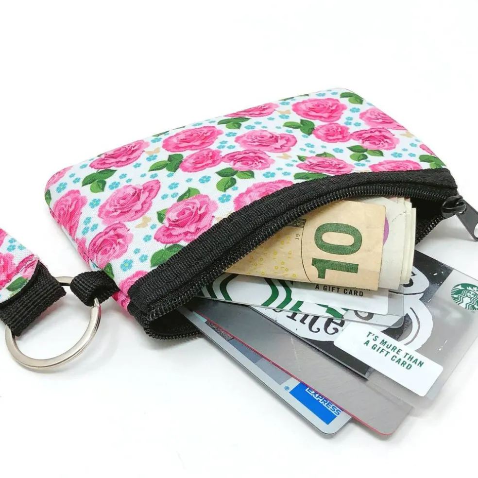 Wrapables Neoprene Mini Wristlet Wallet / Credit Card ID Holder with Lanyard