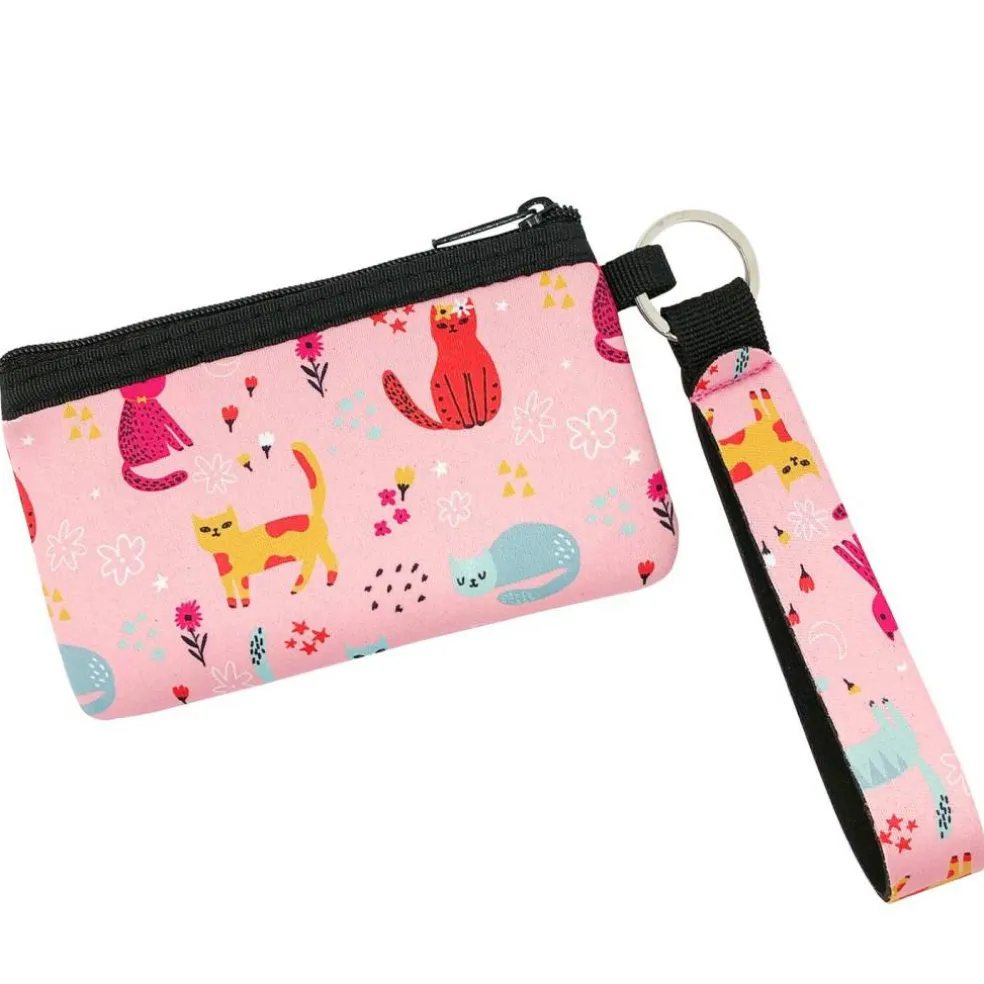Wrapables Neoprene Mini Wristlet Wallet / Credit Card ID Holder with Lanyard