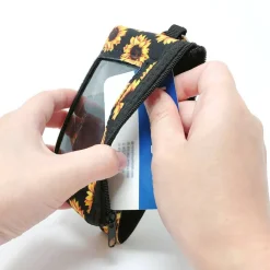 Wrapables Neoprene Mini Wristlet Wallet / Credit Card ID Holder with Lanyard
