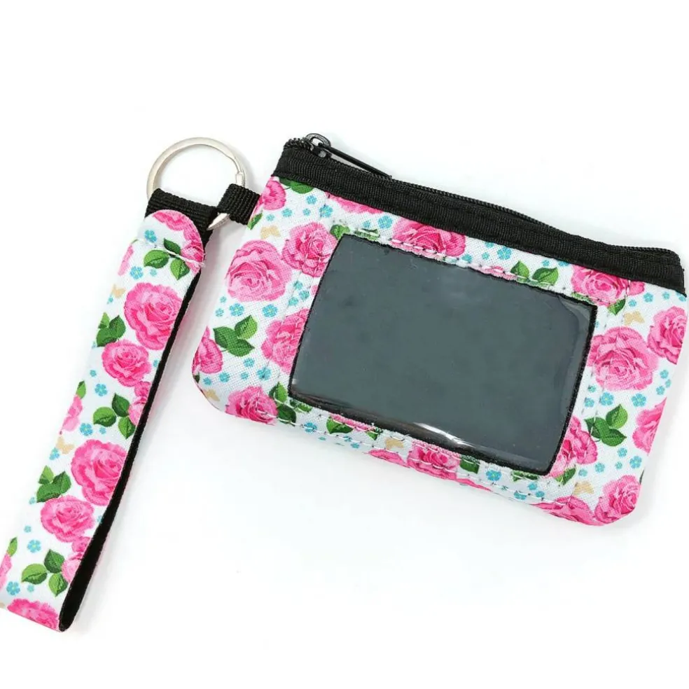 Wrapables Neoprene Mini Wristlet Wallet / Credit Card ID Holder with Lanyard