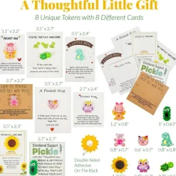 Wrapables Pocket Hug Tokens, Emotional Support and Inspirational Gift with Positive Words Card (Set of 8)