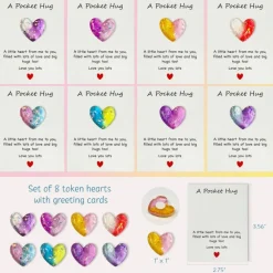 Wrapables Pocket Hug Valentines Day Token Heart Gift with Greeting Card (Set of 8)