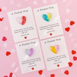 Wrapables Pocket Hug Valentines Day Token Heart Gift with Greeting Card (Set of 8)