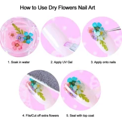 Wrapables Real Dry Flowers Nail Art 3d Flower Nail Decals Nail Manicure with Plastic Case (Set of 12), Daisies