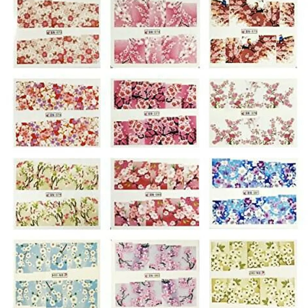 Wrapables 12 Sheets Blossoms Flower Water Slide Nail Art