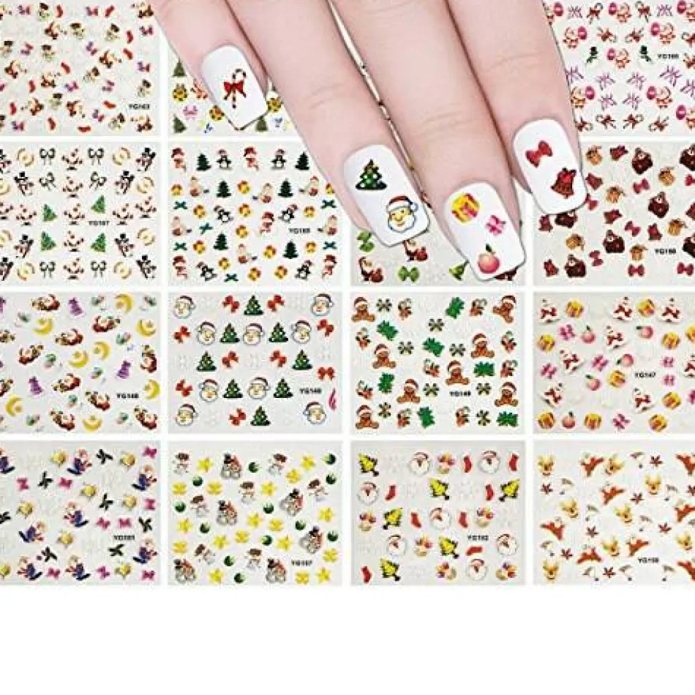 Wrapables 24 Sheets Falala Christmas Nail Stickers Holiday Nails Set Nail Art Sheets