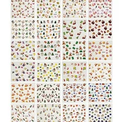 Wrapables 24 Sheets Falala Christmas Nail Stickers Holiday Nails Set Nail Art Sheets