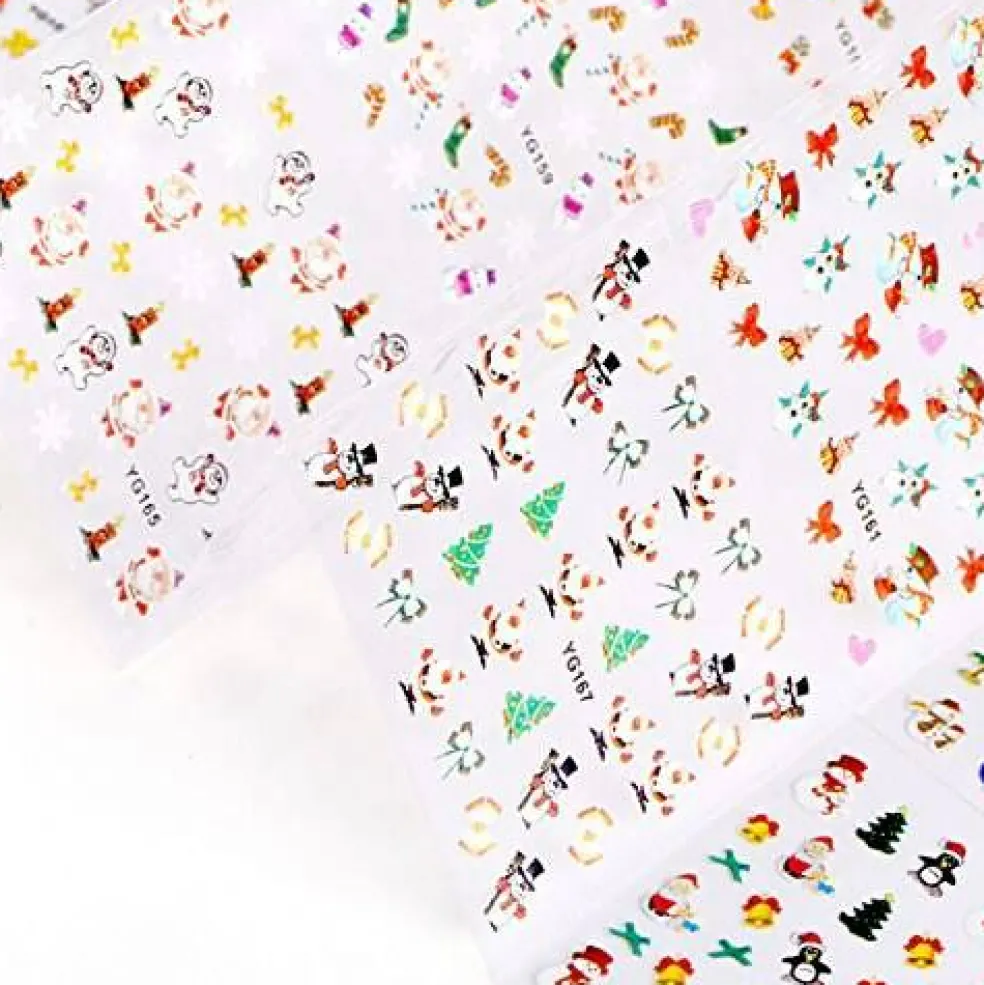 Wrapables 24 Sheets Falala Christmas Nail Stickers Holiday Nails Set Nail Art Sheets