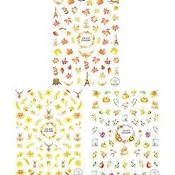 Wrapables 3 Sheets Fall Leaves Nails Thanksgiving Nail Stickers Nail Art
