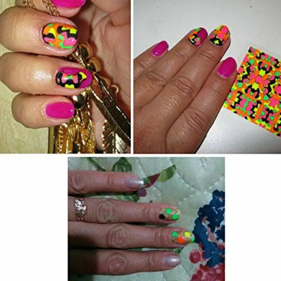 Wrapables 24 Sheets Neon Party Nail Sticker Sheets Nail Art Sheets