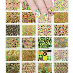 Wrapables 24 Sheets Neon Party Nail Sticker Sheets Nail Art Sheets