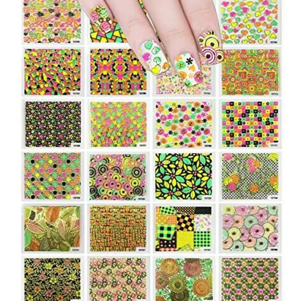 Wrapables 24 Sheets Neon Party Nail Sticker Sheets Nail Art Sheets