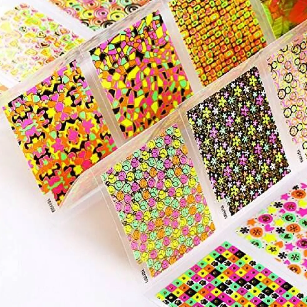 Wrapables 24 Sheets Neon Party Nail Sticker Sheets Nail Art Sheets