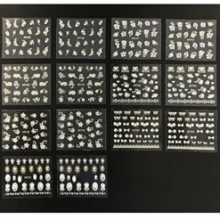 Wrapables 50 Sheets White Flowers & Bows with Gold Rhinestone Nail Stickers Nail Art 3D Nail Decals