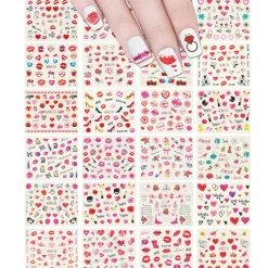 Wrapables Valentine's Day Water Transfer Nail Decals, 24 Sheets (Hearts & Blossoms)