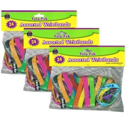 Wristbands Valu-Pak, Assorted, 24 Per Pack, 3 Packs
