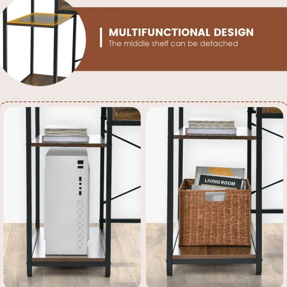 Writing Desk with Hutch, Drawer and Shelves, 42-inch Computer Desk with Power