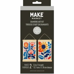 5" x 7" Abstract Flowers Diamond Art Kit with Wooden Frames by Make Market®
