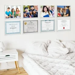 8.5x11 Acrylic Wall Mount Picture Frame Self Adhesive, No Drill Floating Frameless Clear Photo Frame for Artwork or A4 Letter Size Document Display-Full Frame is 10x13