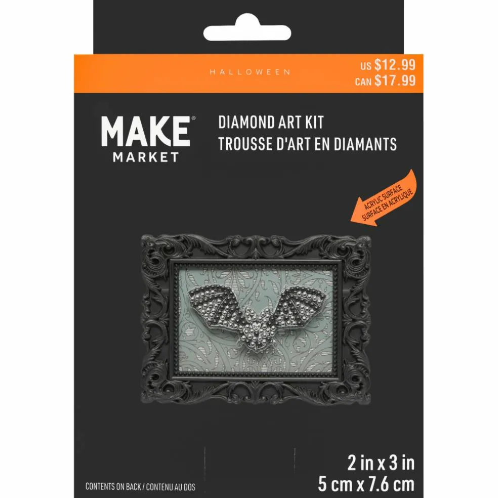2" x 3" Bat Acrylic Surface Diamond Art Kit with Frame by Make Market®