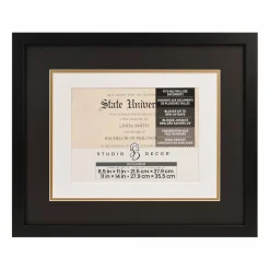 8.5" x 11" Black Document Frame with Triple Mat by Studio Décor®