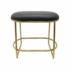 20" x 18.5" Black Faux Crocodile Oval Stool by Ashland®