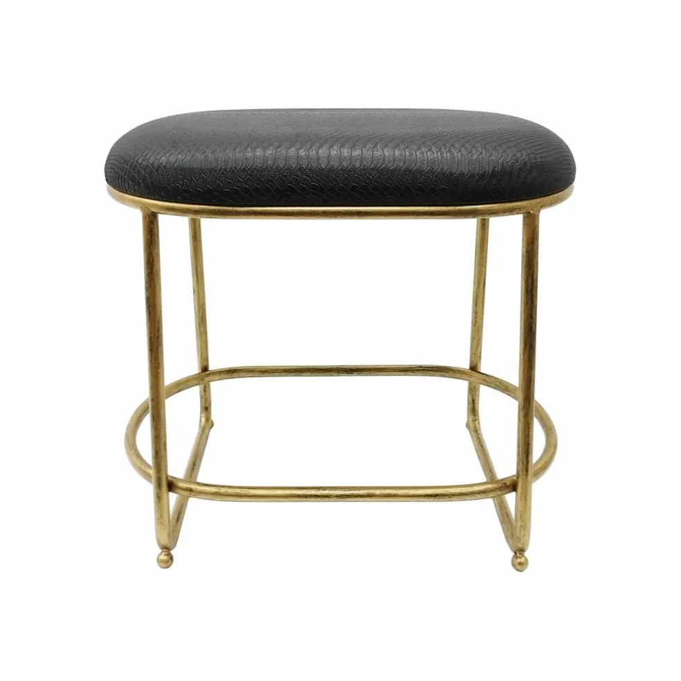 20" x 18.5" Black Faux Crocodile Oval Stool by Ashland®