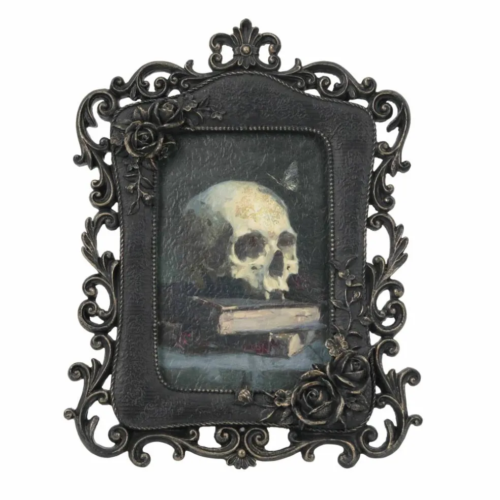 7.5" x 9.5" Black Framed Skull & Books Tabletop Décor by Ashland®