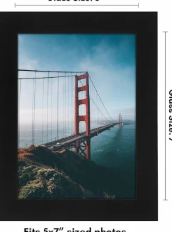 5x7 Black Picture Frame with Shatter-Resistant Glass, Gallery-Style Engineered Wood Photo Frame for Tabletop & Wall Display, Modern MDF Frame for Home & Office Decor