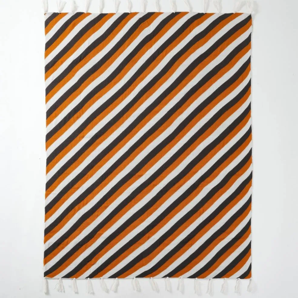50" x 60" Black, White & Orange Striped Throw by Ashland®