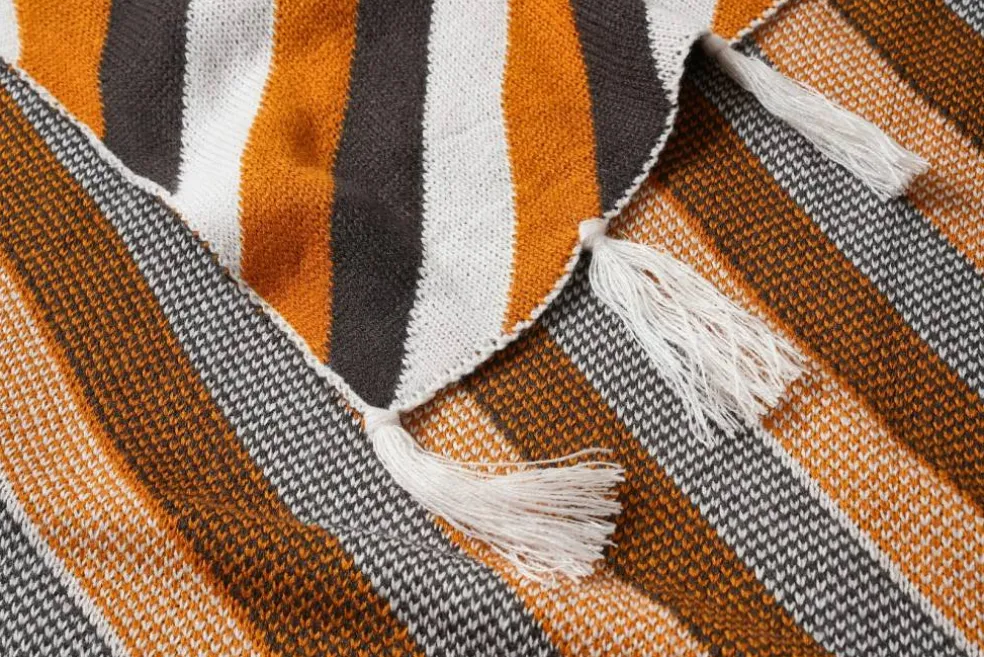 50" x 60" Black, White & Orange Striped Throw by Ashland®