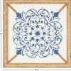 20" x 20" Blue Wood Floral Relief Wall Décor with Brown Woven Seagrass Frame