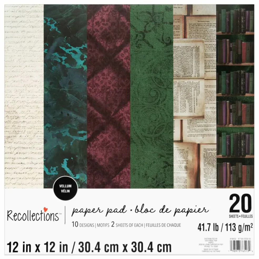 12" x 12" Book Lover Vellum Paper Pad by Recollections™, 20 Sheets