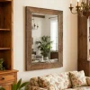 30.5" x 42.5" Brown Etched Lines Wood Wall Mirror by Ashland®
