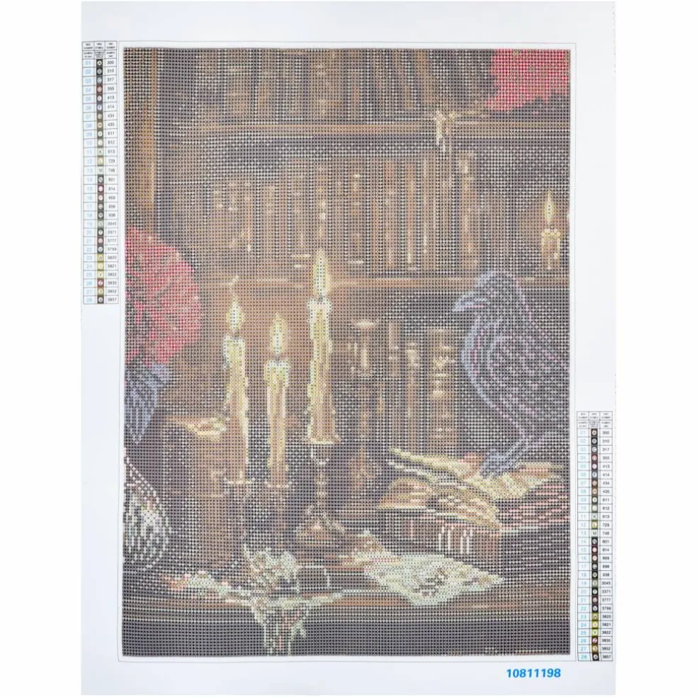 16" x 20" Candlelit Bookcase Diamond Art Kit by Make Market®