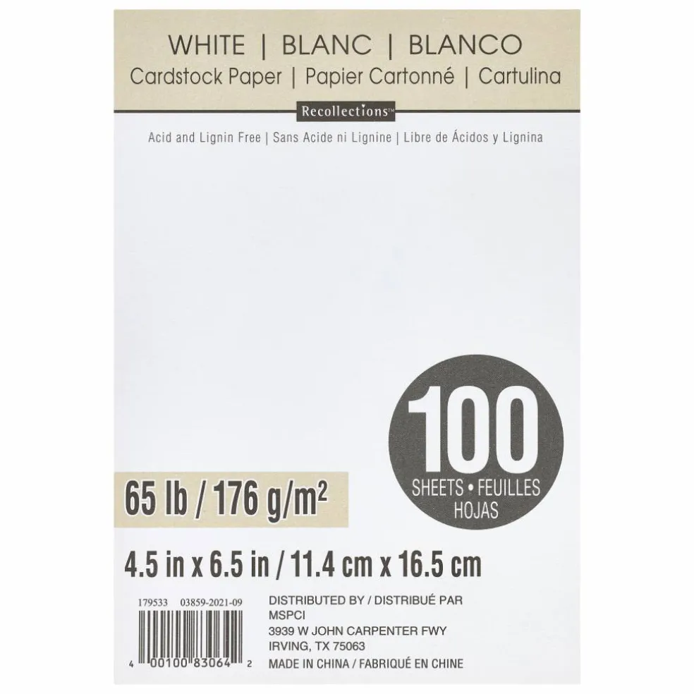 4.5" x 6.5" Cardstock Paper by Recollections™, 100 Sheets