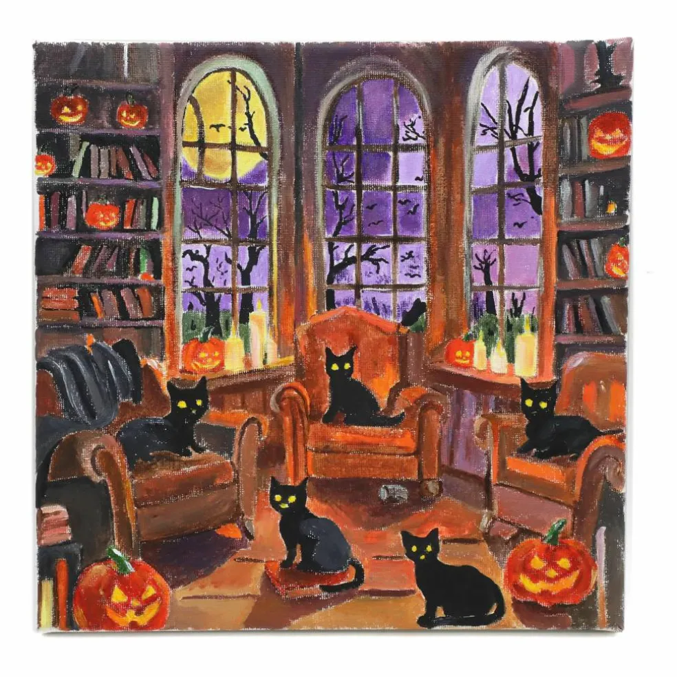 11" x 11" Cat Library Canvas Painting Kit by Craft Smart®